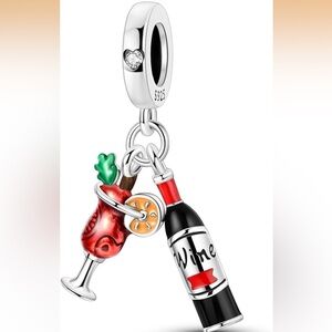 Wine and Cocktail sterling silver Charm for pandoras